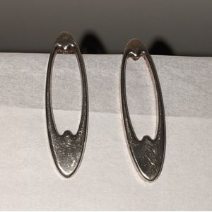 Silver Oval Pierced Earrings